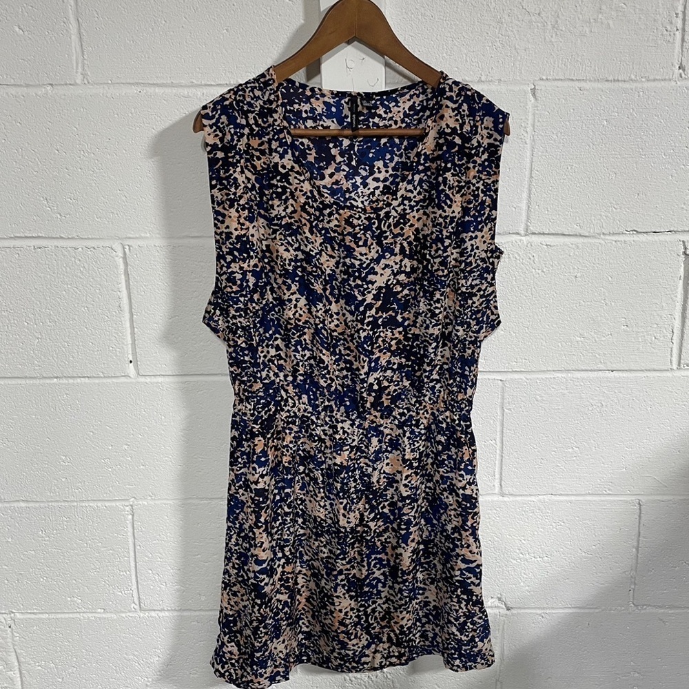 Mango Blue|Beige Animal Print Mini Dress Sz 8